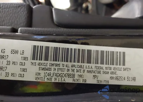 2016 Jeep Grand Cherokee Laredo from USA, damaged, VIN 1C4RJFAGXGC478938